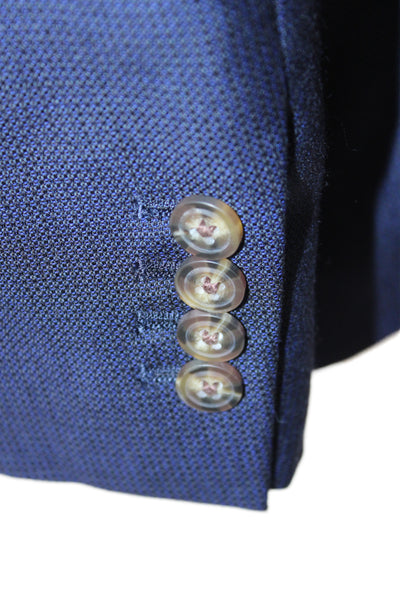 Indochino Mens 2 Piece Suit Jacket Blue Wool Button Classic Size 38