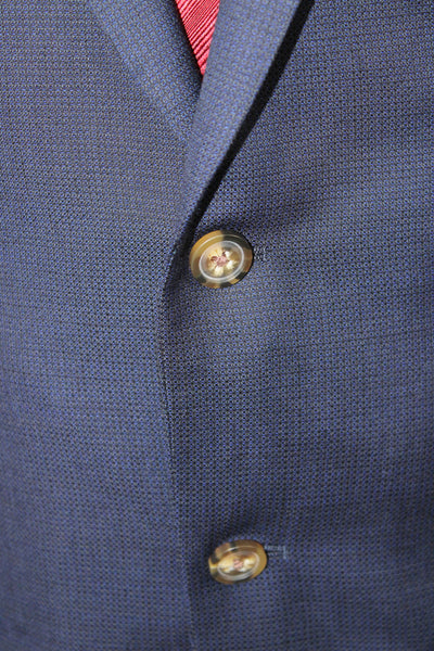 Indochino Mens 2 Piece Suit Jacket Blue Wool Button Classic Size 38