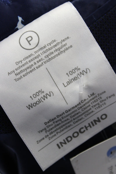 Indochino Mens 2 Piece Suit Jacket Blue Wool Button Classic Size 38