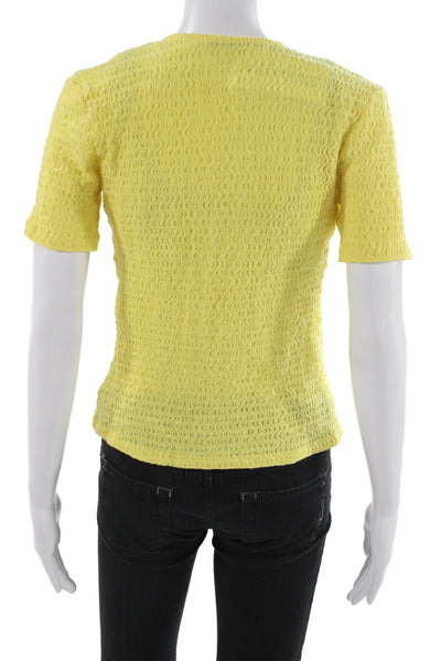 Zara Women Yellow Cardigan V-Neck Short Sleeve Polyester Casual Size S