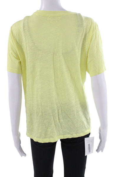 Isabel Marant Etoile Women Yellow Jersey Tee Cotton Crew Geometric Size XS