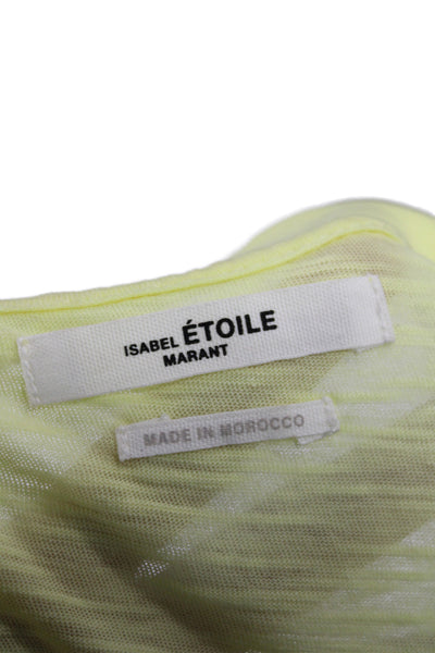 Isabel Marant Etoile Women Yellow Jersey Tee Cotton Crew Geometric Size XS