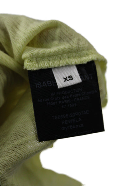 Isabel Marant Etoile Women Yellow Jersey Tee Cotton Crew Geometric Size XS