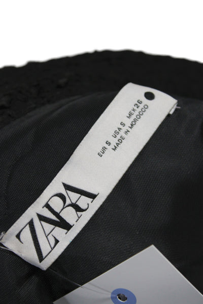 Zara Women Basic Jacket Black Viscose V-Neck Button Sleeveless Size S