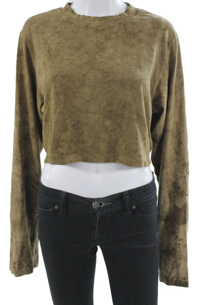 Cotton Citizen Women Cropped Long Sleeve Brown T-Shirt Size S