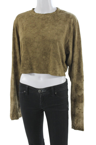 Cotton Citizen Women Cropped Long Sleeve Brown T-Shirt Size S
