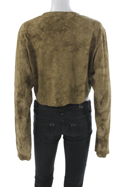 Cotton Citizen Women Cropped Long Sleeve Brown T-Shirt Size S