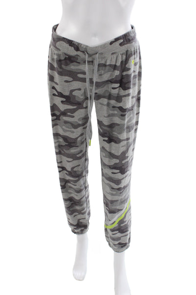 PJ Salvage Women Camo Jogger Pants Gray Drawstring Size XS