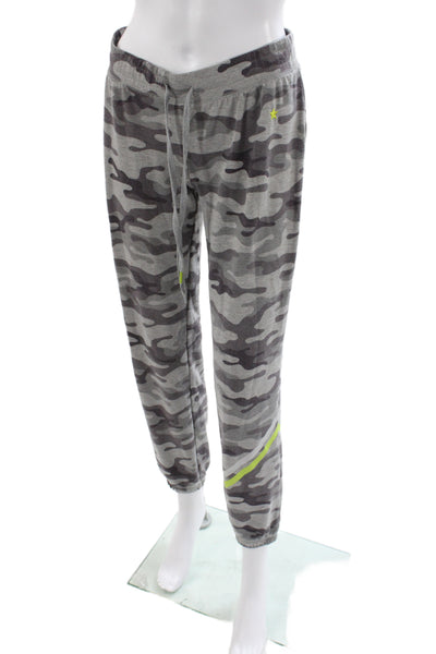 PJ Salvage Women Camo Jogger Pants Gray Drawstring Size XS