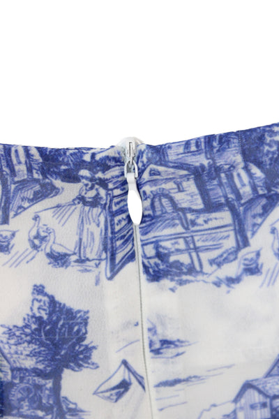Muze Women Paperbag Pants Blue Geometric Zip Size S