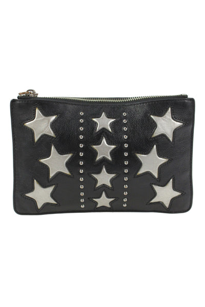 Rebecca Minkoff Womens Leather Studded Zip Up Pouch Bag Black