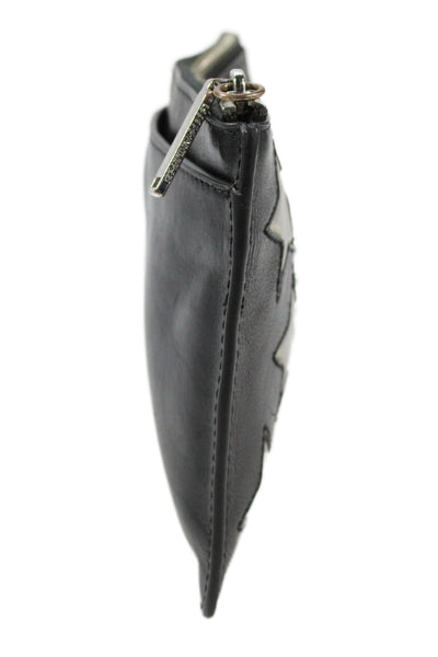 Rebecca Minkoff Womens Leather Studded Zip Up Pouch Bag Black