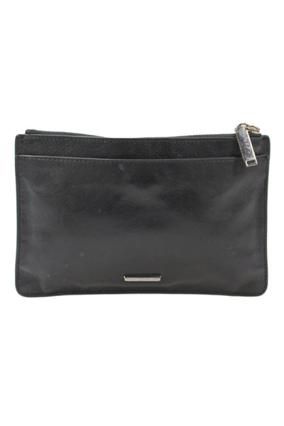 Rebecca Minkoff Womens Leather Studded Zip Up Pouch Bag Black