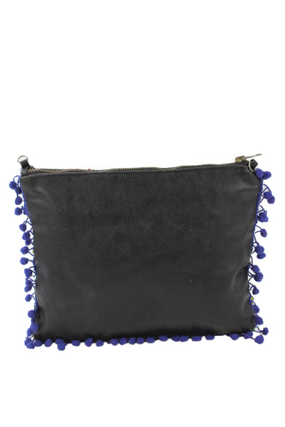 Rebecca Minkoff Womens Leather Studded Zip Up Pouch Bag Black