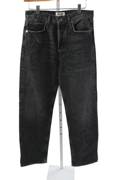 Agolde Womens Straight Black High Rise Jeans Cotton Inseam 30 Size 25