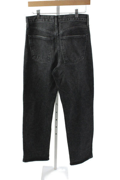 Agolde Womens Straight Black High Rise Jeans Cotton Inseam 30 Size 25
