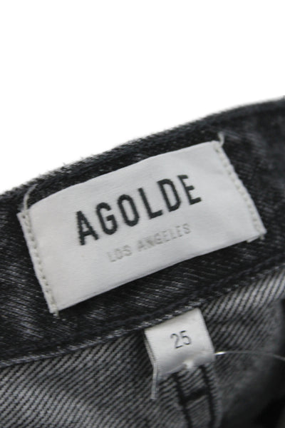 Agolde Womens Straight Black High Rise Jeans Cotton Inseam 30 Size 25