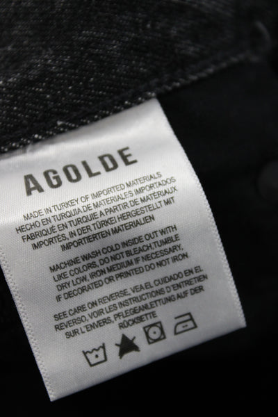 Agolde Womens Straight Black High Rise Jeans Cotton Inseam 30 Size 25