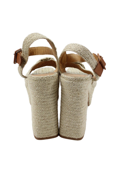 Castaner Womens Platform Ankle Strap Sandals Beige Size 39 9