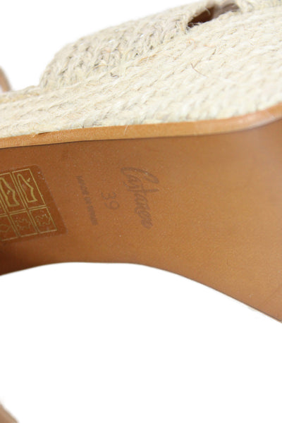 Castaner Womens Platform Ankle Strap Sandals Beige Size 39 9