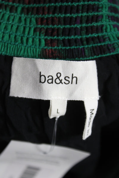 Ba&Sh Womens Bohemian Geometric Peasant Long Skirt Green Polyester Size L