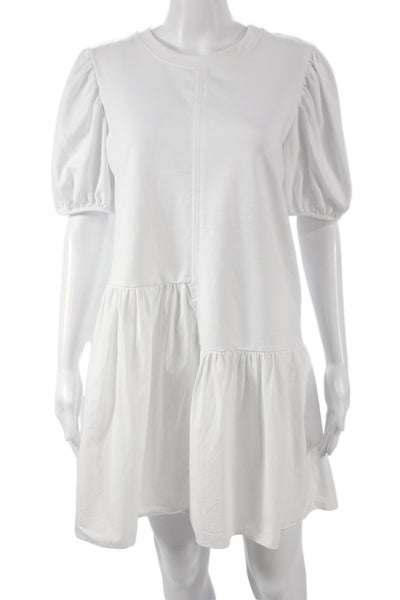 English Factory Womens T-Shirt Dress White Short Sleeve Crew Neck Size M