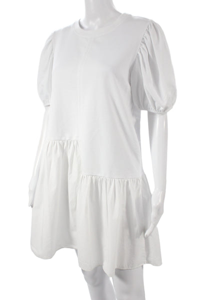 English Factory Womens T-Shirt Dress White Short Sleeve Crew Neck Size M