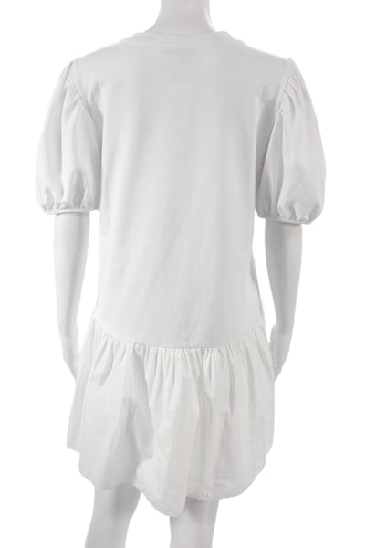 English Factory Womens T-Shirt Dress White Short Sleeve Crew Neck Size M