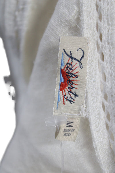 Faherty Women Linen Square Neck Short Sleeve Bohemian Blouse Size M