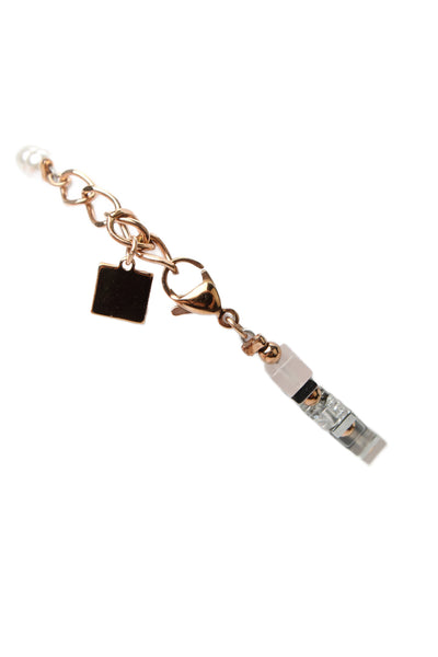 Coeur De Lion Womens Rose Gold Tone Faux Pearl/Crystal/Quartz Bracelet 7"