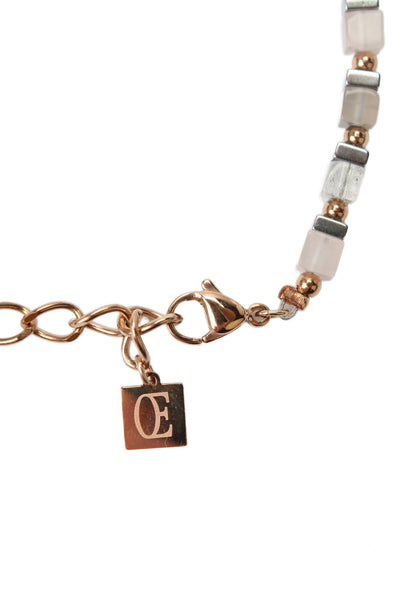 Coeur De Lion Womens Rose Gold Tone Faux Pearl/Crystal/Quartz Bracelet 7"