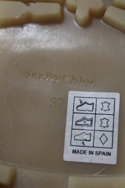 See by Chloe Womens Lace Up Back Logo Suede Leather Boots Brown Size 37