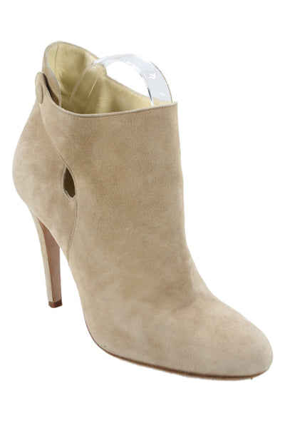 Sarah Flint Womens Stiletto Side Button Suede Booties Brown Size 37.5