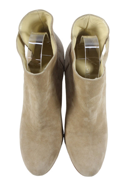 Sarah Flint Womens Stiletto Side Button Suede Booties Brown Size 37.5