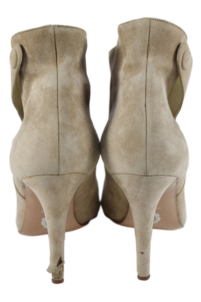 Sarah Flint Womens Stiletto Side Button Suede Booties Brown Size 37.5