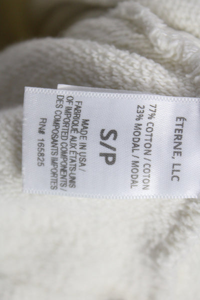 Eterne Womens Ivory Cotton Crew Neck Pullover Sweatshirt Long Sleeve Size S