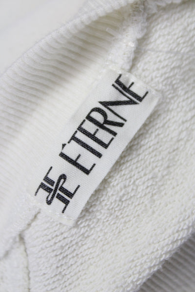 Eterne Womens Ivory Cotton Crew Neck Pullover Sweatshirt Long Sleeve Size S