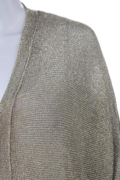 Zara Womens Metallic Gold V Neck Zipper Cardigan Long Sleeve Size M