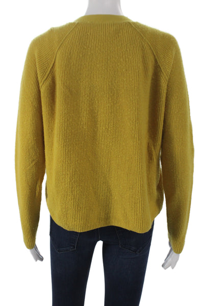 Velvet by Graham & Spencer Women Yellow V-Neck Long Sleeve Wool Cardigan Size S