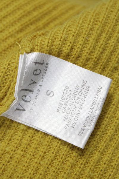 Velvet by Graham & Spencer Women Yellow V-Neck Long Sleeve Wool Cardigan Size S