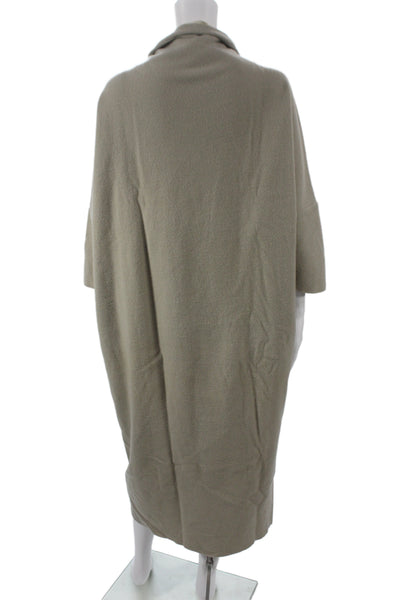 Black Crane Womens Beige Sweater Dress Mock Neck 3/4 Sleeve Midi Size XS