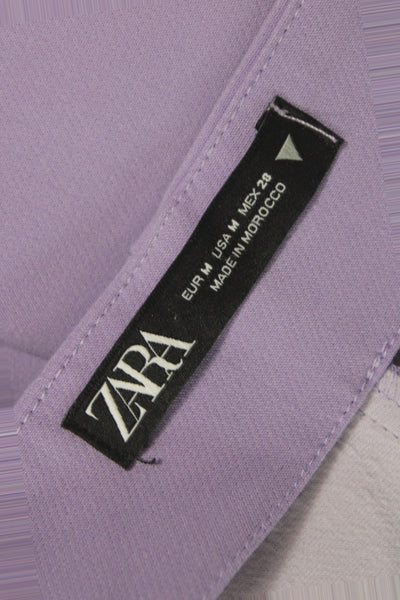 Zara Women Culotte Purple Polyester Zip Size M