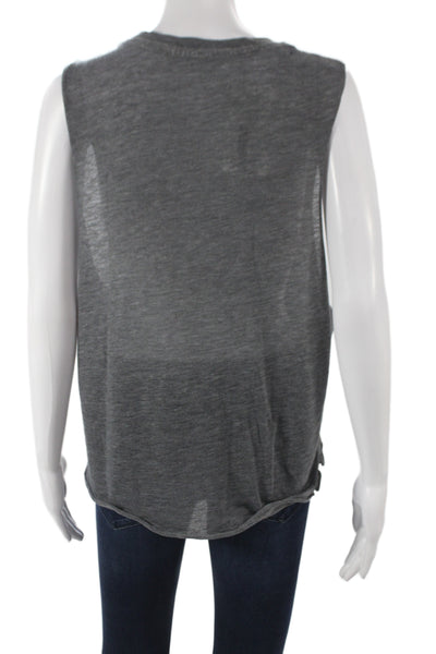 Chaser Women Gray Cotton Jersey Tank Crew Neck Heart Size M