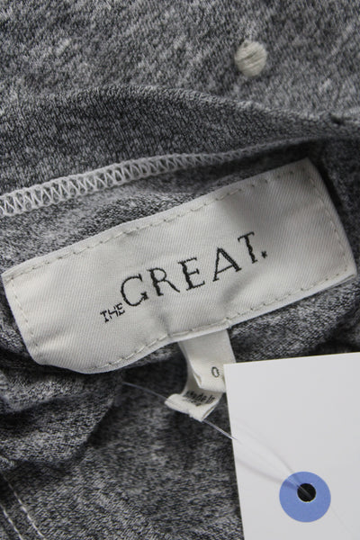 The Great Womens Jersey Polka Dot Crew Neck Short Sleeve Gray T-Shirt Size 0