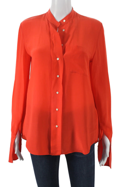 3.1 Phillip Lim Womens Silk High Neck Long Sleeve Basic Blouse Orange Size 2