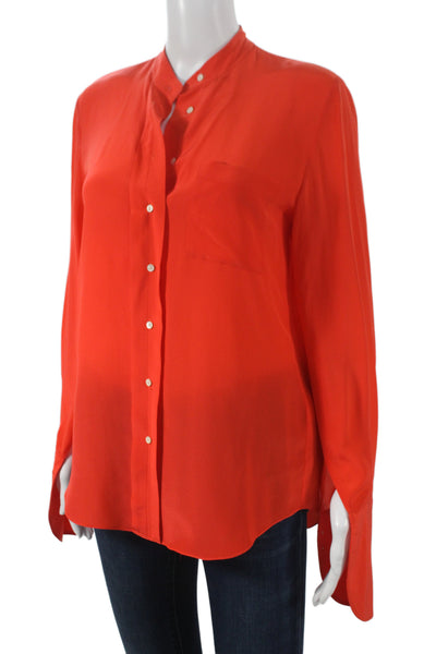 3.1 Phillip Lim Womens Silk High Neck Long Sleeve Basic Blouse Orange Size 2