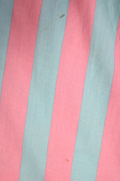 Zara Women Basic Blue Striped Collared Long Sleeve Button-Up Linen Size S