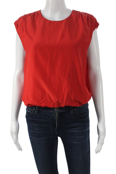 LouLou De Saison Women Basic Sleeveless Red Round Neck Blouse 65% Cotton Size S