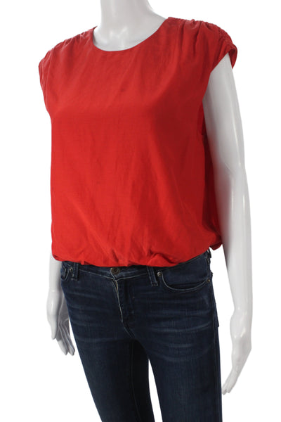 LouLou De Saison Women Basic Sleeveless Red Round Neck Blouse 65% Cotton Size S