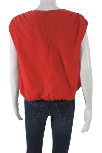 LouLou De Saison Women Basic Sleeveless Red Round Neck Blouse 65% Cotton Size S